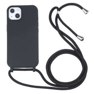 Couleurs Candy Couleurs TPU Cas de protection avec lanière pour iPhone 13 Mini (Noir) SH201B924-20