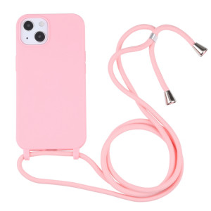 Couleurs Candy Couleurs TPU Cas de protection avec lanière pour iPhone 13 (rose) SH202C1079-20