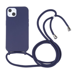 Couleurs de bonbons TPU Cas de protection avec lanière pour iPhone 13 (bleu foncé) SH202D466-20