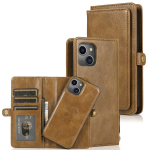 Boîtier en cuir horizontal horizontal brosé magnétique puissant avec machines à sous cartes et portefeuille pour iPhone 13 Pro (Brown) SH403D378-20