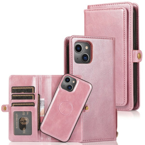 Boîtier en cuir horizontal horizontal magnétique puissant avec machines à sous et portefeuille pour iPhone 13 Pro (Rose Gold) SH403F816-20