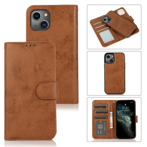 Rétro 2 in 1 étui en cuir horizontal horizontal détachable avec machines à sous cartes et portefeuille pour iPhone 13 Pro (Brown) SH803D100-20