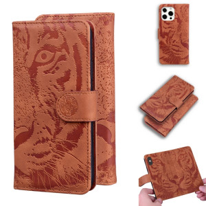 Modèle de gaufrage de tigre Horizontal Flip Cuir Housse avec porte-carte et portefeuille pour iPhone 13 PRO (Brown) SH103E593-20