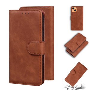 Sentez la peau Pure Couleur Horizontale Flip Cuir Coffret avec porte-cartes et portefeuille pour iPhone 13 Mini (Brown) SH301E637-20