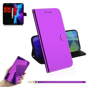 Surface de miroir imitée Horizontal Flip Cuir Toot avec porte-cartes et portefeuille et longe pour iPhone 13 (violet) SH502F894-20