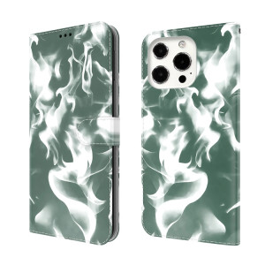 Cas de cuir horizontal de motif de brouillard avec support et portefeuille pour iPhone 13 Pro (vert foncé) SH103D104-20