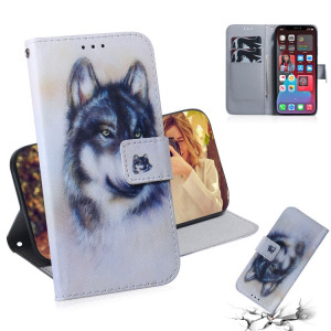 Dessin coloré Horizontal Flip Cuir Case, avec porte-cartes et portefeuille pour iPhone 13 Pro (White Wolf) SH703A1326-20