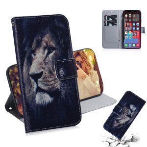 Dessin coloré Horizontal Flip Cuir Cas, avec porte-cartes et portefeuille pour iPhone 13 Pro (Lion) SH703F1908-20