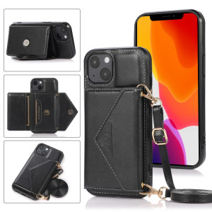 Sac de cartes croisés multi-fonctionnels TPU + Coque arrière PU avec support et portefeuille pour iPhone 13 (noir) SH002A1393-20