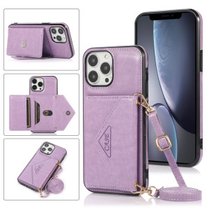 Sac de carte croisé multi-fonctionnel TPU + PU Back Cover Cover avec support & carte Slot & Portefeuille pour iPhone 13 PRO (Violet) SH003C1427-20