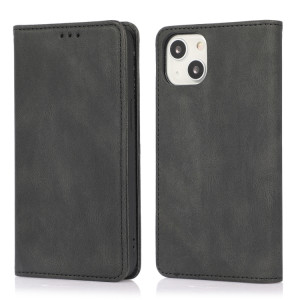 Strong magnétique Crazy Crazy Horse Texture Horizontal Flip Cuir Coffret avec porte-cartes et portefeuille pour iPhone 13 PRO (Noir) SH703F808-20