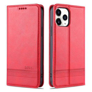 Cas de veau magnétique AZNS Texture horizontale de texture horizontale en cuir avec des machines à sous cartes et portefeuille pour iPhone 13 (rouge) SA102F707-20