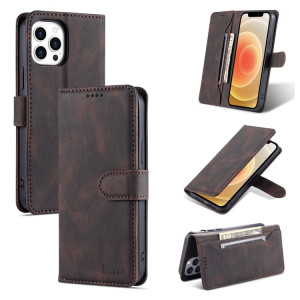 AZNS DREAM DE DÉMER DE DÉVELOPPE DE SECONDURE PEAU PULTURE PU + TPU Horizontal Flip Cuir Coffret avec support & Card Slots & Portefeuille pour iPhone 13 (Café) SA402C972-20