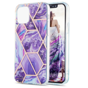 Épissage de galvanoplastie Modèle de fleur de marbre Dual-côté IMD TPU TPU Case antichoc pour iPhone 13 mini (violet foncé) SH601F1573-20