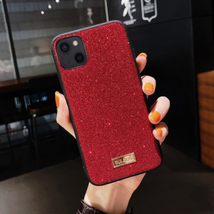TPU Sulada antichoc TPU + étui en cuir à la main pour iPhone 13 (rouge) SS602C1741-20