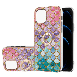 Motif de galvanoplastie IMD TPU Case antichoc avec support d'anneau de strass pour iPhone 13 mini (écailles colorées) SH801B967-20