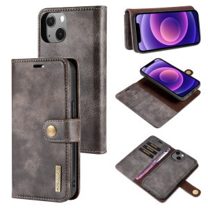 DG.Ming Crazy Horse Texture Tournez en cuir magnétique détachable avec porte-cartes et portefeuille pour iPhone 13 (gris) SD602B1571-20