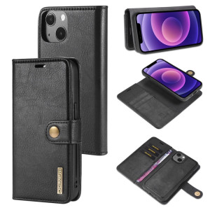 DG.Ming Crazy Horse Texture Tournez en cuir magnétique détachable avec porte-cartes et portefeuille pour iPhone 13 (noir) SD602D1131-20