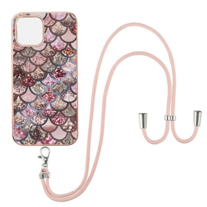 Motif de galvanoplastie IMD TPU Case antichoc avec lanière à col pour iPhone 13 Pro (balances roses) SH803A1396-20