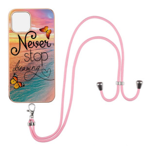 Motif de galvanoplastie IMD TPU Case antichoc avec lanière à col pour iPhone 13 Pro (Dream Chasing Butterfly) SH803E546-20