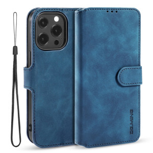 DG. Étui de cuir horizontal horizontal de l'huile rétro avec support et portefeuille pour iPhone 13 Pro (Bleu) SD903E693-20