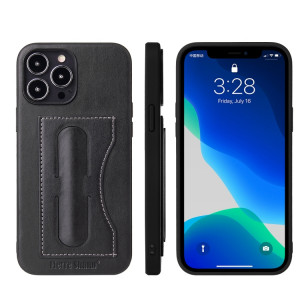 Fierre Shann Couverture complète Housse de protection en cuir de protection avec support et emplacement de carte pour iPhone 13 Pro (Noir) SF203D1571-20