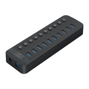 Orico CT2U3-10AB-BK 10 en 1 Hub USB à rayures en plastique avec interrupteurs individuels, (Noir) SO901A1039-20