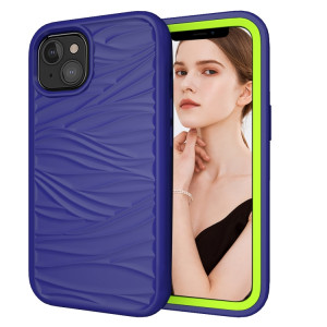 Modèle d'onde 3 en 1 cas de protection antichoc de silicone + PC pour iPhone 13 (Navy + Olivine) SH702A1011-20