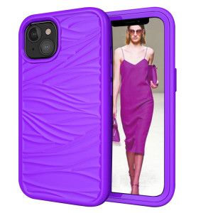 Modèle d'onde 3 en 1 cas de protection antichoc de silicone + PC pour iPhone 13 (violet) SH702H616-20