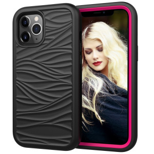 Motif d'onde 3 en 1 Cas de protection Silicone + PC antichoc pour iPhone 13 Pro (Noir + Pin chaud) SH703C1168-20