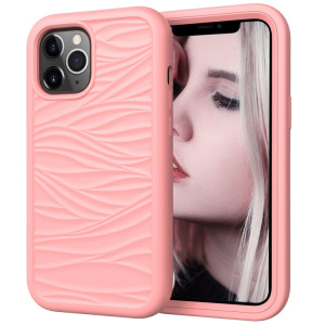 Motif de vague 3 en 1 Cas de protection Silicone + PC antichoc pour iPhone 13 Pro (Rose Gold) SH703F1560-20