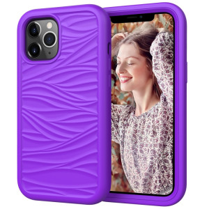 Motif de vague 3 en 1 Cas de protection Silicone + PC antichoc pour iPhone 13 Pro (violet) SH703H538-20