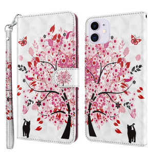 Motif de peinture 3D Horizontal Flip TPU + PU Coque en cuir avec porte-cartes et portefeuille pour iPhone 13 Pro (Cat sous l'arbre) SH403F440-20