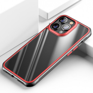 Belle couleur TPU + Case Clear PC Quatre-angles All-Inclusive Case pour iPhone 13 Pro (rouge) SH503A535-20