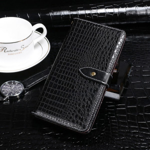 Étui de cuir horizontal de texture de crocodile Idewei avec support et portefeuille pour carte et portefeuille pour iPhone 13 (noir) SI901A175-20