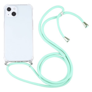 Cas de protection TPU transparent transparent à quatre angles avec lanière pour iPhone 13 (vert menthe) SH501L417-20