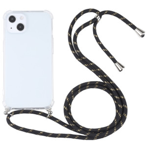 Cas de protection TPU transparent transparent à quatre angles avec lanière pour iPhone 13 (or noir) SH501Q954-20