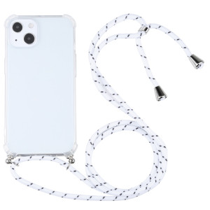 TPU TPU TPU transparent à quatre angles avec lanière pour iPhone 13 (blanc épais noir) SH501T195-20