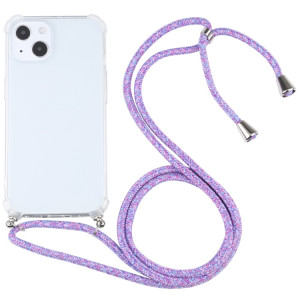 Cas de protection TPU TPU transparent à quatre angles avec lanière pour iPhone 13 (violet coloré) SH501V1109-20