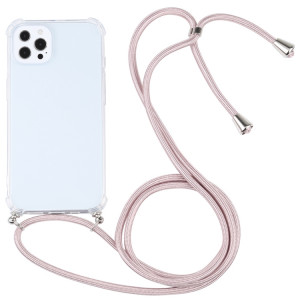 Cas de protection TPU transparent transparent à quatre angles avec lanière pour iPhone 13 Pro (rose clair) SH503B211-20