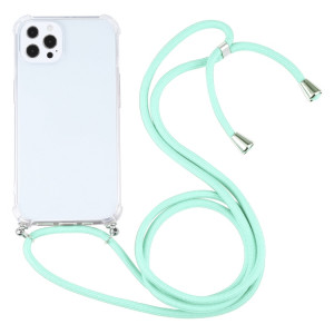 Cas de protection TPU TPU transparent à quatre angles avec lanière pour iPhone 13 Pro (Mint Green) SH503L101-20