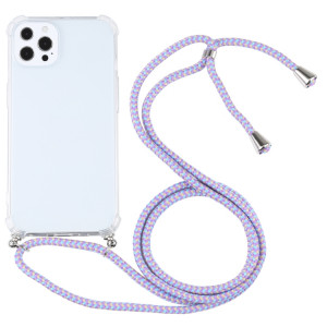 Cas de protection TPU TPU transparent à quatre angles avec lanière pour iPhone 13 Pro (bleu violet) SH503U387-20