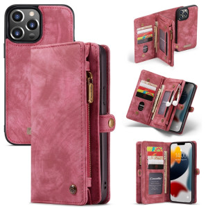 Caseme-008 Étui en cuir horizontal multifonctionnel multifonctionnel détachable avec fente et portefeuille et cadre photo à glissière pour iPhone 13 Pro (rouge) SC702C753-20