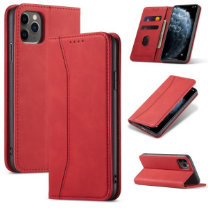 Texture de la peau de la peau Texture en peau de veau à double pli magnétique Horizontal Horizontal Toas Coating avec porte-cartes et portefeuille pour iPhone 13 Pro (rouge) SH903B4-20