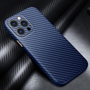 Texture de la texture en cuir de carbone R-Just-Carbon Texture de couverture arrière antichoc pour iPhone 13 Pro (Bleu Sapphire) SR003B1654-20