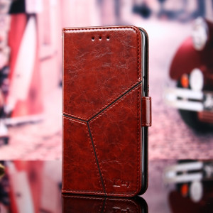 Couture géométrique Horizontale Flip TPU + PU Coque en cuir avec porte-carte et portefeuille pour iPhone 13 Pro (brun foncé) SH103B429-20