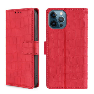 Texture de la peau Texture de crocodile Fermoir magnétique Horizontal Flip PU Coque en cuir PU avec support & carte Slots & Portefeuille pour iPhone 13 Pro (rouge) SH403B1489-20