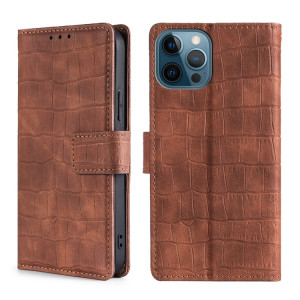 Texture de crocodile Texture de crocodile Fermoir magnétique Horizontal Flip PU Coque en cuir PU avec support & carte Slots & Portefeuille pour iPhone 13 PRO (Brown) SH403D1293-20