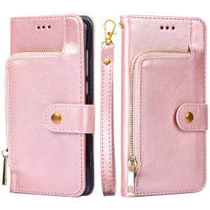 Sac à fermeture à glissière PU + TPU Horizontal Horizontal Toam Coating avec support et portefeuille et portefeuille et longe pour iPhone 13 Pro (Rose Gold) SH703C1738-20