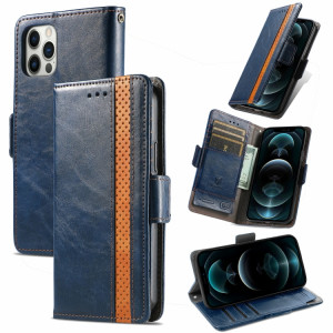 Caseeneo Épissage Business Double boucle magnétique Horizontal Flip PU étui en cuir PU avec support & carte Slots & Portefeuille pour iPhone 13 Pro (Bleu) SH501E1734-20